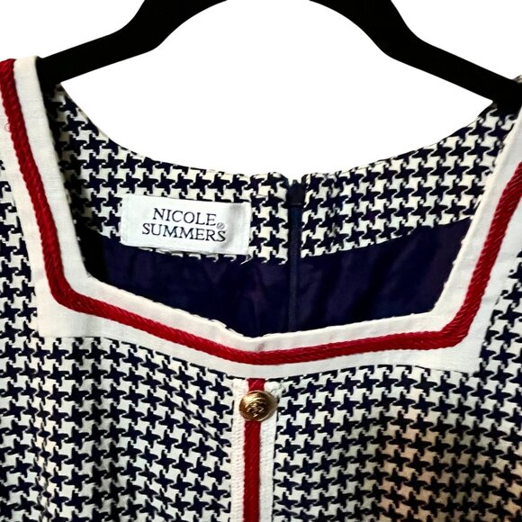 VINTAGE NICOLE SUMMERS Houndstooth Mini Dress Y2K Clueless Cher Holiday Party S - Picture 7 of 13